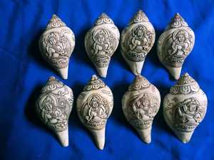 Auspicious Carved Ivory Conch Shell Set Religious Decorative <b>Sign</b> - Product Image 3