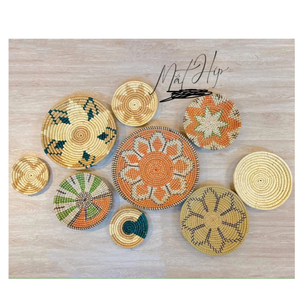 Lot de 9 Plaques murales tissées en jonc de mer Art mural décoratif fait à la main pour l'intérieur - Product Image 6