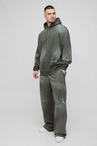Custom Oversized Embroidered Hoodie Tracksuit Set Sweatpants <b>Jogger</b> Cargo Pants Wide Fit Boxer <b>Jogger</b> Spray Wash for <b>Tall</b> Sizes - Product Image 3