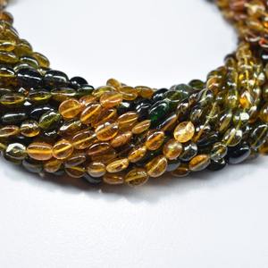 Perles de pierres précieuses de forme ovale lisse de tourmaline de pétrole naturel 4-7mm perles lâches ombragées de tourmaline pour la fabrication de bijoux prix en vrac - Product Image 2