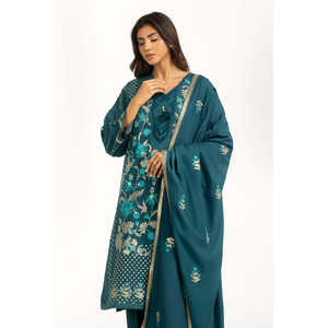 IUSTKSD-1234 Traje de Satén Pashmina Bordado de 3 Piezas - Product Image 3