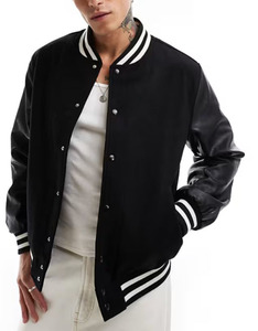 Chaqueta Varsity para hombre, chaqueta Bomber de diseño personalizado, Mangas de cuero, bordado de chenilla, chaqueta universitaria de béisbol Letterman Varsity - Product Image 5