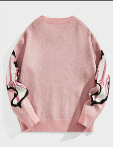 OEM y ODM suéter de Halloween estilo hip-hop Rosa Blanco cráneo suéter especial personalizado suéter de punto de cuello redondo para mujer - Product Image 4