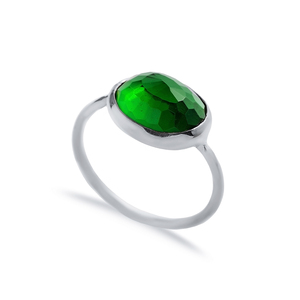 Piedra de cuarzo verde ovalada, diseño de bisel dorado, venta al por mayor turca, anillo hecho a mano de Plata de Ley 925 - Product Image 5
