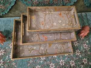 ชุดถาดพิมพ์ลายเคลือบสีสันสดใสหรูหราดีไซน์ใหม่สำหรับใช้จัดแสดงของขบเคี้ยวและใช้ตกแต่งในห้องนั่งเล่นจากอินเดีย - Product Image 5