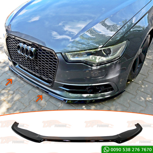 A6 C7 S - Line S6 2011 - 2014 MX การออกแบบกันชนด้านหน้ากันชน Lip Spoiler Wing Extension เปียโนกลอสสีดำพลาสติกคุณภาพสูง - Product Image 1