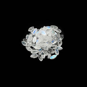 Cabochons de pierre de lune arc-en-ciel naturelle calibrés, taille marquise 4x8mm et 5x10mm, pierres précieuses blanches et brunes en vrac - Product Image 3
