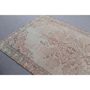 5.3x8.5 ft Large Vintage Rug, Turkish Rug, <b>Brown</b> Blue Southwestern <b>Wool</b> Rug - Product Image 3