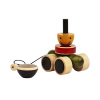 Juguete de Madera Interactivo con Ruedas Móviles, Cabeza Desmontable, Piezas Apilables Coloridas, Juego Montessori Unisex para Edades de 2 a 13 Años