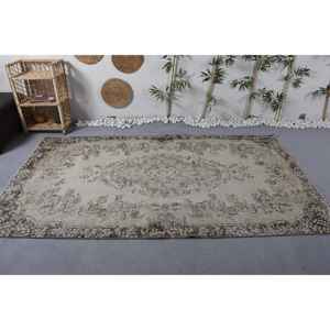 Tapis en laine à fleurs classique et vintage, beige marron, 5x8,7 pieds, design patchwork fait main pour la maison, le salon et la chambre à coucher avec support en latex - Product Image 3