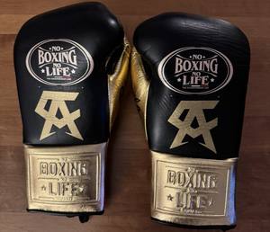 Gants de boxe en cuir de vachette à lacets No Boxing No Life, rembourrage épais à 4 couches, évacuation de l'humidité, design respirant - Entraînement de boxe - Product Image 1