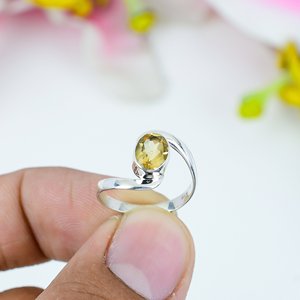 Hot Selling 925 Sterling Silver Vintage Silver Plated <b>Ring</b> Oval Shape <b>Citrine</b> Gemstone Bezel Setting Natural <b>Citrine</b> Gemstone - Product Image 3