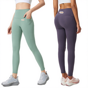 Leggings de yoga pour femmes Luluyun, simples, de haute qualité, taille élastique, longueur intégrale, poches, anti-transpiration, 220g Nylon Spandex - Product Image 4