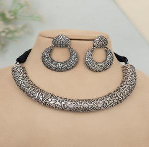 High Quality Dhansha Oxidised Necklace <b>Set</b> <b>for</b> <b>Women</b> Modern Design Elegant Fashion <b>Jewelry</b> Competitive Wholesale Price - Product Image 1