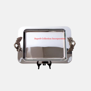 Admirable Design Godinger Argent Plaqué Plateau De Service Designer Poignée pour La Restauration Alimentaire Snack Serveur Plateau Fournitures En Gros - Product Image 1