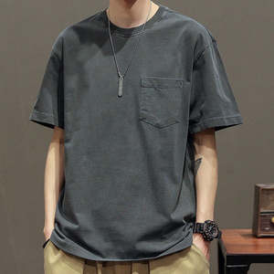 T-shirt unisexe à manches courtes surdimensionné à col rond avec poche, impression de logo, fabriqué en usine au Pakistan, impression sérigraphique pour hommes - Product Image 1