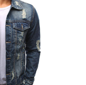 Veste en jean skinny streetwear rockstar originale déchirée de luxe pour homme 2026, design imprimé devant/arrière, coton noir - Product Image 2