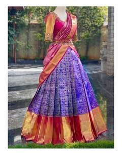 ผ้าไหมสไตล์คันจิวเวอร์รามซิลค์ lehenga กับเสื้อเบลาส์และ Banarasi Dupatta สำหรับใส่ไปปาร์ตี้ในฤดูหนาวหรือฤดูร้อน - Product Image 4