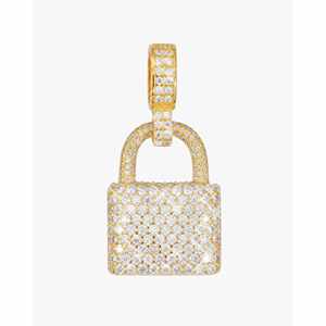 Colgante de Candado de Moissanita de Oro de 14K con Diamantes - Categoría de Producto - Product Image 3