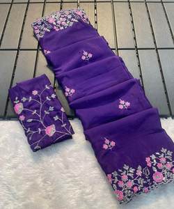 Saree inspiré de la soie avec un design en filet pour les femmes - Product Image 4