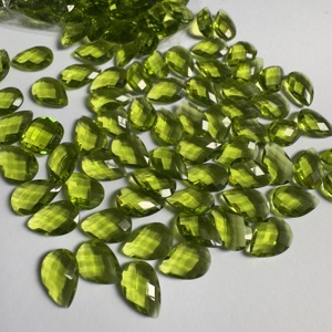 หินควอทซ์เพอริโดทตัดลูกแพร์อัญมณีเหลี่ยมเพชรพลอยสีเขียวหยดน้ำตาอัญมณีหลวมสำหรับทำเครื่องประดับควอตซ์สังเคราะห์ - Product Image 3
