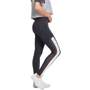 Leggings de yoga pour femmes, taille haute, extensible dans les quatre sens, longueur totale, maille technique à rayures, spandex/nylon - Product Image 6