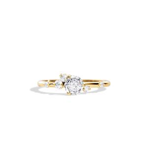 Bague en or jaune 18 carats, mignonne, avec diamant de laboratoire taille brillant rond, pour fiançailles, fête, cadeau d'anniversaire - Product Image 5
