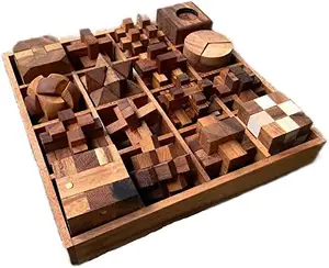 나무 퍼즐 상자 세트 교육 게임 두뇌 티저 3D 나무 퍼즐 두뇌 티저, 나무 게임 선물 세트 성인을위한 재미있는 퍼즐