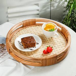 ถาดเสิร์ฟอาหารหรูหราออกแบบใหม่แสดงอาหารเป็นมิตรกับสิ่งแวดล้อมอุปกรณ์ครัวถาดหวาย - Product Image 2