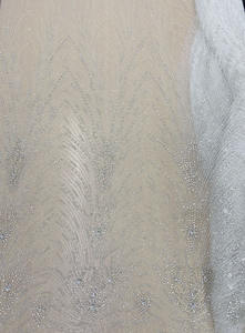 Tissu de mariage à paillettes stéréo, tissu de broderie en dentelle, robe de mariée de scène, fabricant de tissu indien - Product Image 3