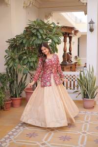 Elegante Traje Tradicional Indio para Mujer, Lehenga Choli con Borde Tejido con Estampado Digital para Festivales y Bodas - Product Image 2