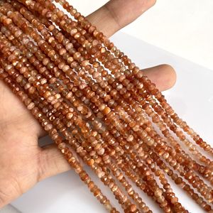 Orange Sunstone Faceted Rondelle Shape Beads Natural Venta al por mayor Cuentas de piedras preciosas para suministros de joyería - Product Image 5
