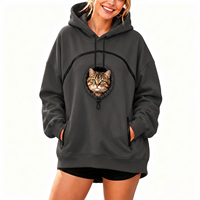 Pull décontracté à capuche pour femme, collection automne 2026, de haute qualité, avec poche pour chat, manteau chaud à manches longues, prix de gros.