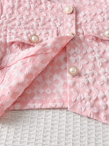 Abito Casual Rosa con Collo Tondo per Ragazze Catpapa - Stile Giacca con Gilet, Gonna Lunga, Colletto con Fiocco e Cintura - Product Image 5