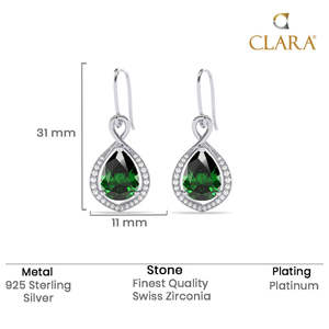 Boucles d'oreilles pendantes Jino en argent plaqué or 18 carats, motif couronne solitaire vert, pour mariage et soirée, avec perles et diamants comme pierres principales - Product Image 5