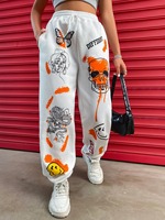 Nouveau design, pantalon de survêtement décontracté d'hiver pour femme, 100 % coton molletonné, couleur unie, taille mi-haute, devant plat classique