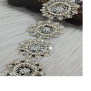 Custom Made Floral Embroidered in Multi Colour Ways in Designs in Mirror Work in 1.5 Inch Width for Garments & Dresses. - Product Image 6