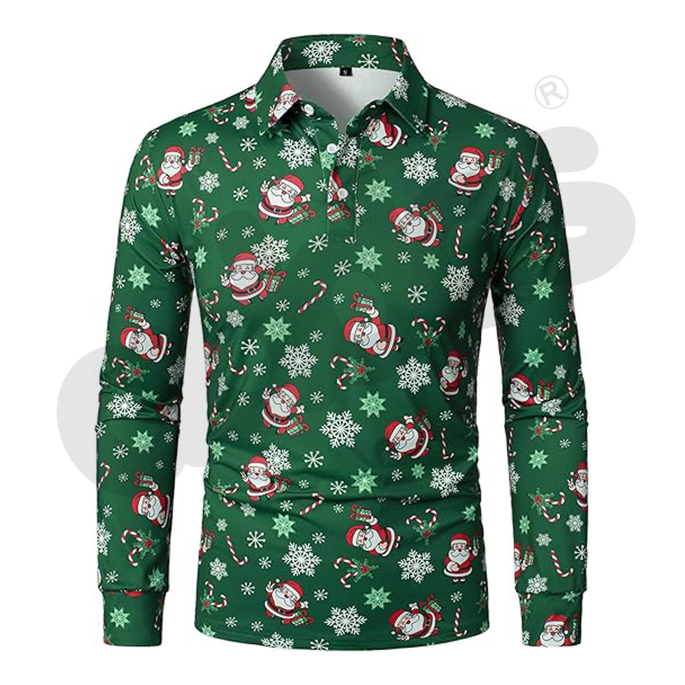 Men's Long Sleeve Christmas for POLO Shirt Funny Cute Santa Green Washed  Letter Printed Plus Size T-Shirt| Alibaba.com