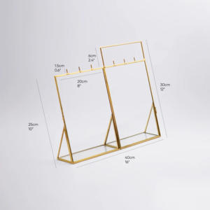Plateau d'affichage de magasin de luxe moderne avec cadre en métal et support à bijoux en verre pour porte-boucles d'oreilles taille personnalisée acceptée - Product Image 4