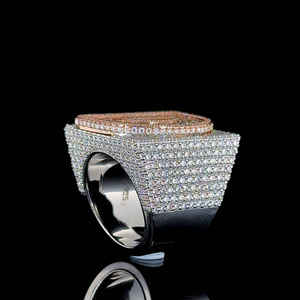 9.00Ct Hip Hop VVS Moissanite Oro blanco Redondo y corte Baguette Diamante Iced Out Anillo de bodas Hombres Plata de Ley 925 - Product Image 5