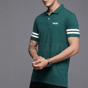 T-shirt polo décontracté à séchage rapide pour hommes, en coton et polyester confortable avec tissu en toile à motif solide - Product Image 2