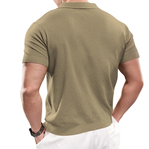 Camiseta de Hombre con Cierre, Corte Regular, Manga Corta, 72% Algodón, 28% Poliéster, Tejido de Punto, Sólida, Anti-bolitas, Transpirable, OEM, ODM, Personalizable - Product Image 2