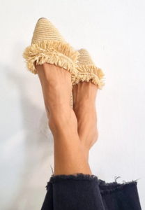 Raffia shoes Moroccan babouch raphia mules summer slides raffia <b>sandals</b> handmade shoes - Product Image 4