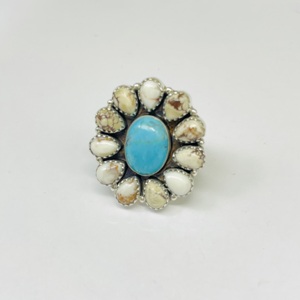 Kingman Turquoise <b>Ring</b> Full Finger <b>Ring</b> Kingman Turquoise Jewelry <b>Statement</b> <b>Ring</b>, Bohemian <b>Ring</b>, Promise Gift <b>Ring</b> - Product Image 3