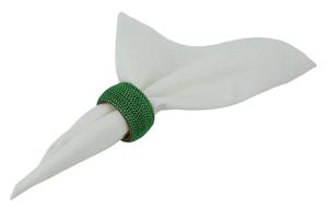 Perles vertes Rond de serviette Accessoire de décoration de table élégant pour la maison, mariage et fête Pièce décorative élégante faite à la main - Product Image 5