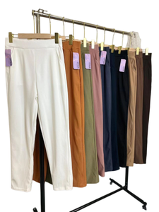 กางเกงขายาวผ้าฝ้ายสแปนเด็กซ์สำหรับผู้หญิงกางเกงขายาวตัดตรงยาวถึง100กก. แบบ100% สไตล์ลำลอง - Product Image 3