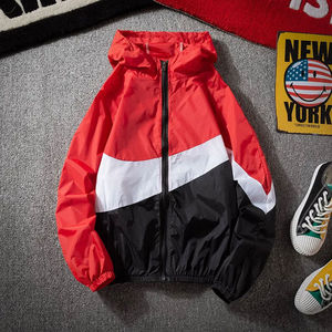 Veste coupe-vent de sport pour homme en toile et polyester avec fermeture éclair intégrale, col montant et logo frontal - Product Image 3