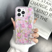 Étui de téléphone imprimé avec des paillettes époxy Bling Bling Flower pour Huawei Honor X6C X5C plus X6C X7D 4G 5G X7C