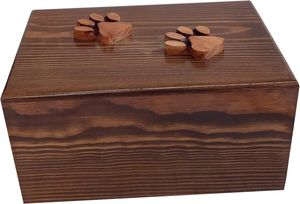 Urne en bois 3D pour cendres de chien, urne en bois pour crémation d'animaux domestiques Boîte funéraire en bois de pin pour restes de chat avec de beaux grains - Product Image 2