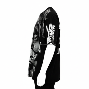 เสื้อยืดสตรีทแวร์ทรงโอเวอร์ไซส์ คุณภาพสูง เป็นมิตรกับสิ่งแวดล้อม เนื้อผ้าหนา พิมพ์ลายกราฟิกแบบสกรีน  ผ้าคอตตอนหนา ตัดเย็บทรงครอป สำหรับผู้ชาย - Product Image 6